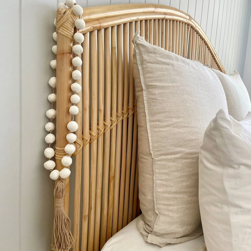 Hand Rolled Clay Bead Tassel - Natural